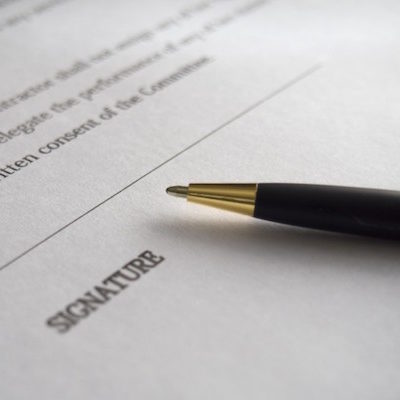 Signature line on Contract 